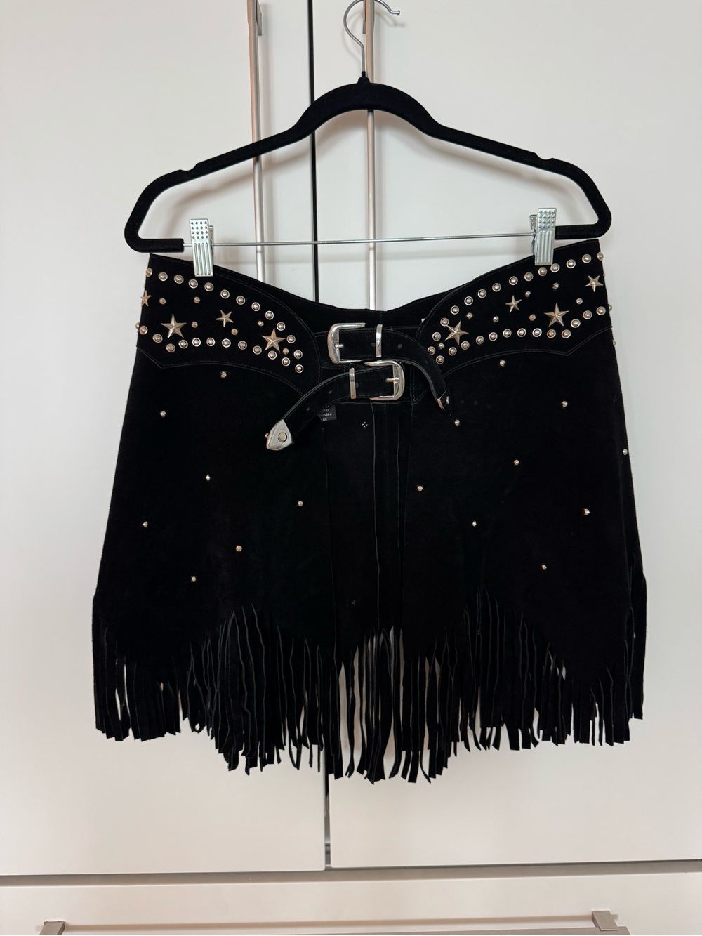 Paris Texas Black Studded Fringe Chap Skirt Belt - Picture 6 of 13